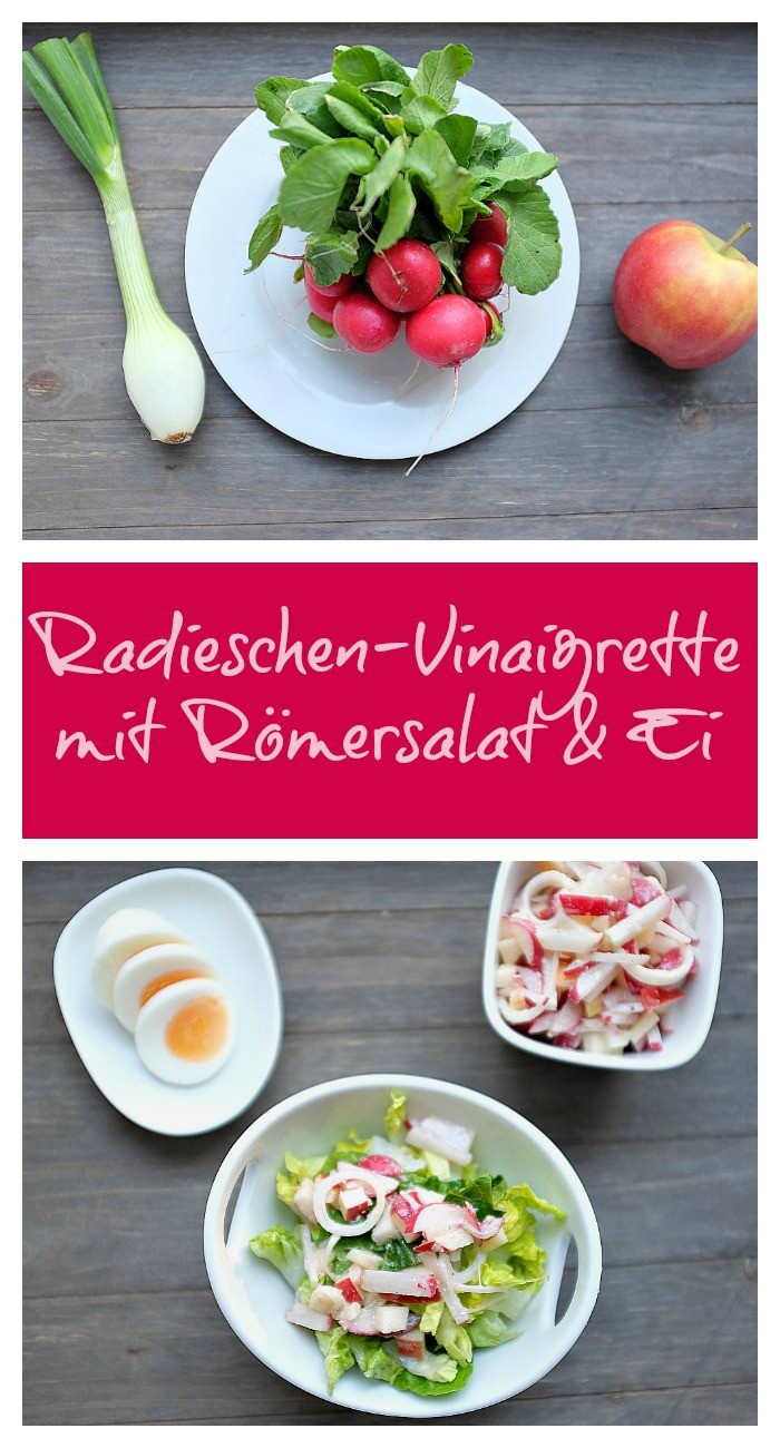 {Feierabend-Küche} Radieschen-Vinaigrette mit Römersalat & Ei