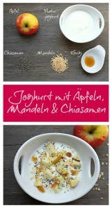 Ein gesunder Snack: Joghurt mit Äpfeln, Mandeln & Chiasamen Pinterest