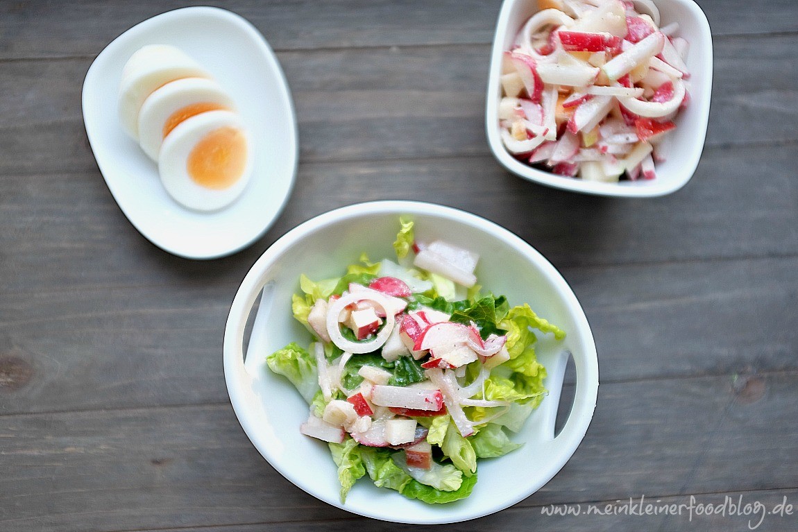 Radieschen-Vinaigrette mit Römersalat & Ei - Schnelle & einfache Rezepte Radieschen-Vinaigrette mit Römersalat & Ei - Schnelle & einfache Rezepte