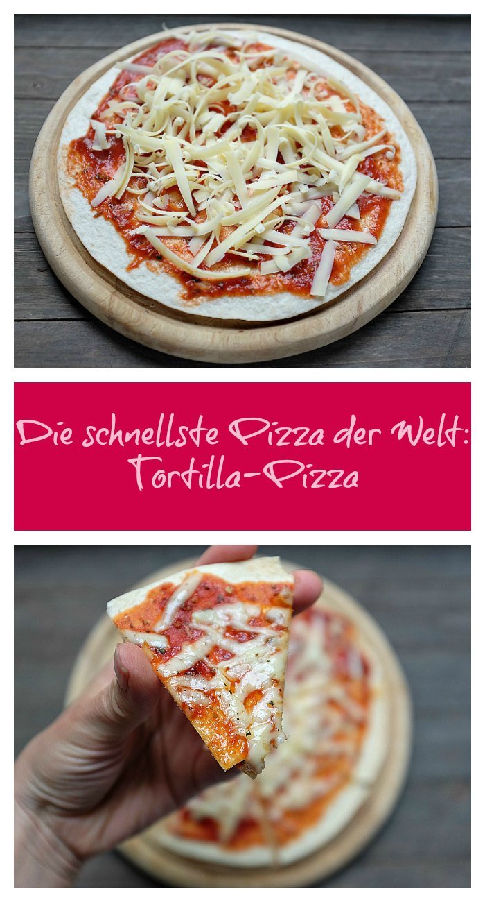 Die schnellste Pizza der Welt: Tortilla-Pizza mit Tomatensauce und Käse