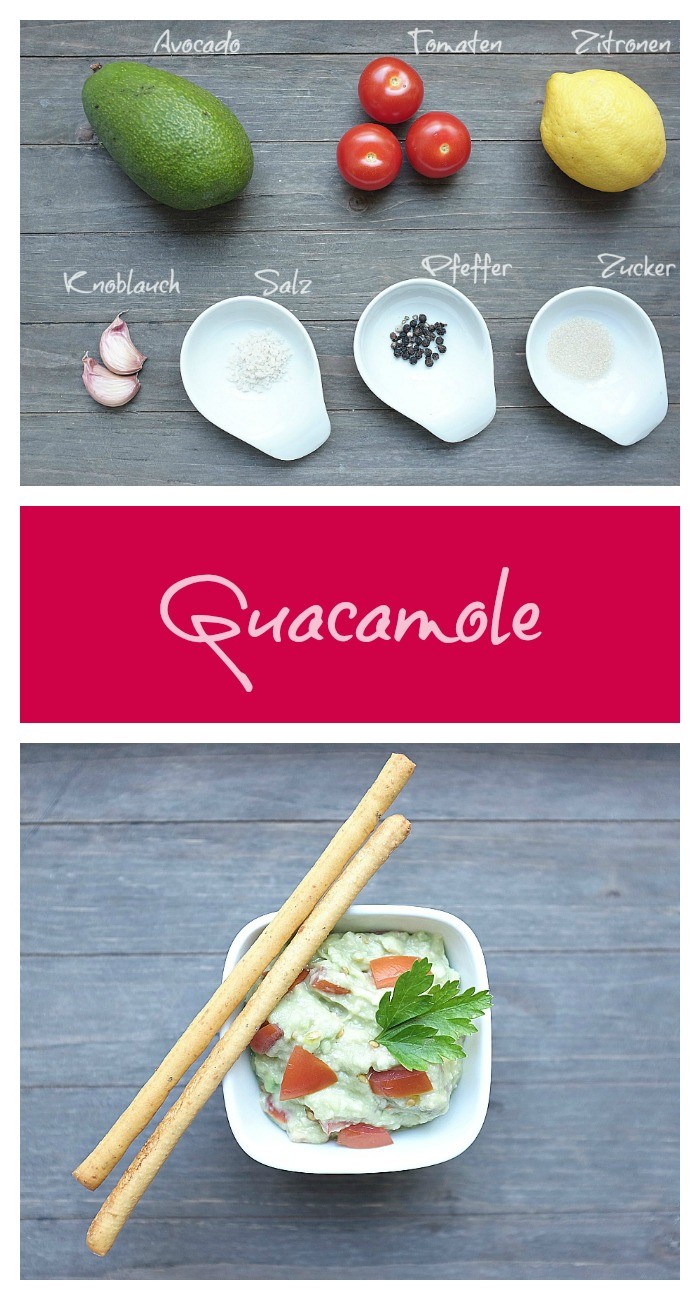Guacamole - ein köstlicher Dip aus reifer Avocado, Tomate, Knoblauch und Zitrone.