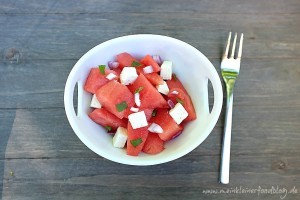 Ein wunderbar frischer Salat für heiße Tag: Melonen-Feta-Salat mit Minze