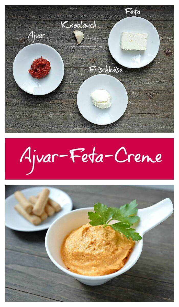 Diese Ajvar-Feta-Creme besteht aus nur 4 Zutaten und ist innerhalb von 5 Minuten fertig zum Essen. Lecker!