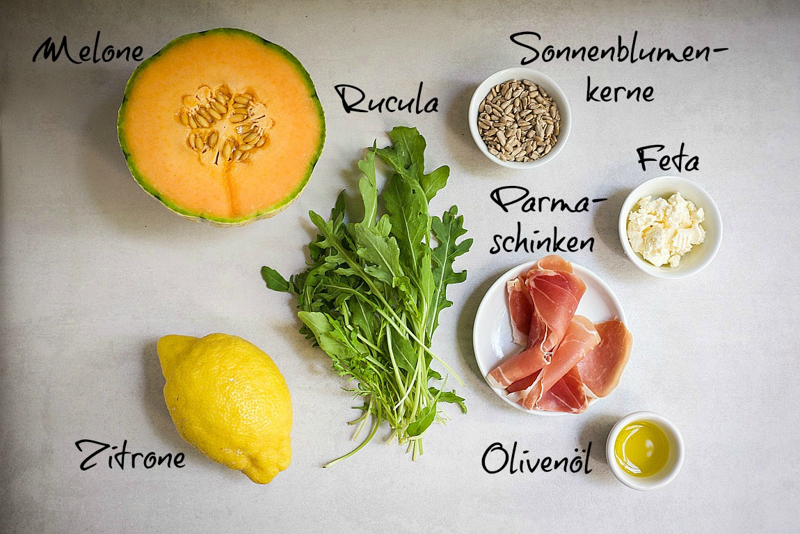 Parmaschinken-Melonen-Salat - leicht, frisch und lecker. 
