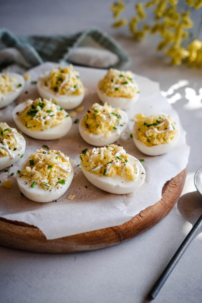 Gefüllte Eier (ohne Mayonnaise) vegetarisch ohne Schinken
